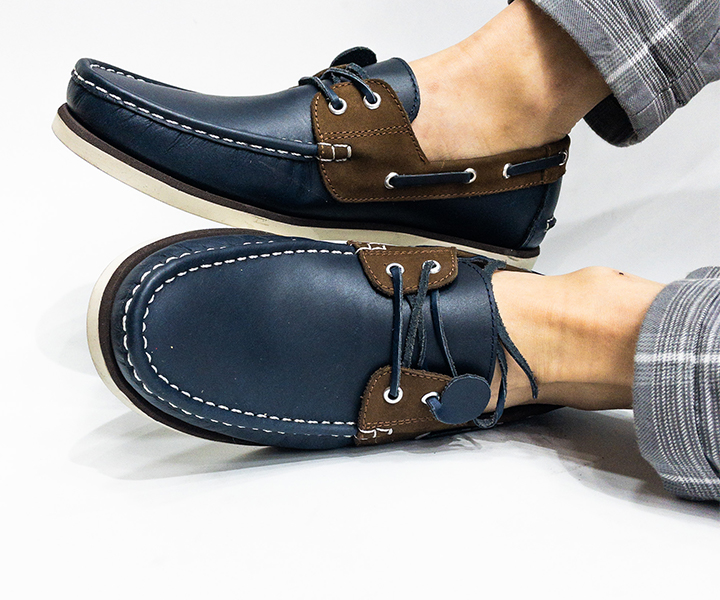 Zapato mocasín Apache para hombre color azul bisone - 931
