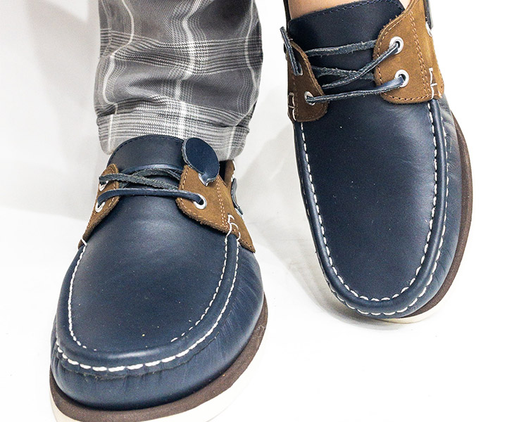 Zapato mocasín Apache para hombre color azul bisone - 932